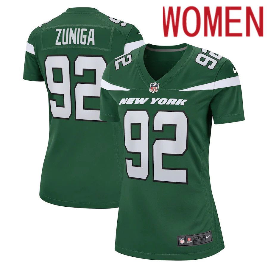 Women New York Jets #92 Jabari Zuniga Nike Gotham Green Game NFL Jersey